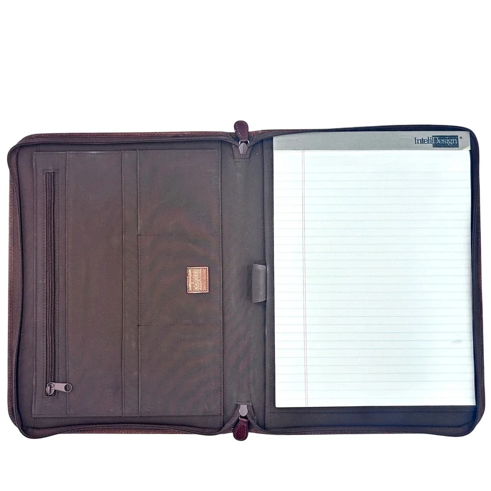 Vintage Wilsons Italian Leather Executive Padfolio Brown Zip Around  Portfolio